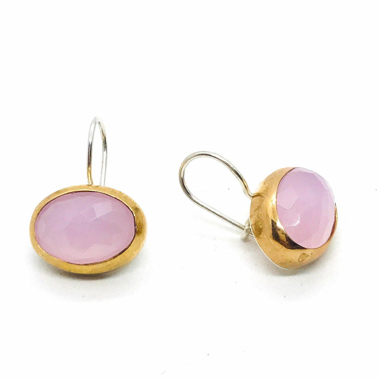 925 Ayar Gümüş Pembe Quartz Taşlı Küpe