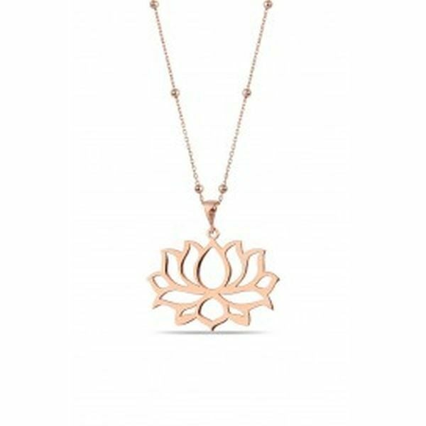 925 Ayar Gümüş  Kadın Lotus Çiçeği Kolye Rose