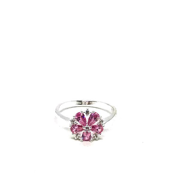 925 Ayar Gümüş Pembe Zirkon Taşlı Yüzük