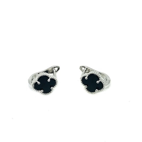 925 Ayar Gümüş Black Onnx Taşlı Yonca Tasarım Set