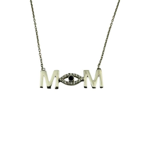 925 Ayar Gümüş MOM Gözlü Kolye