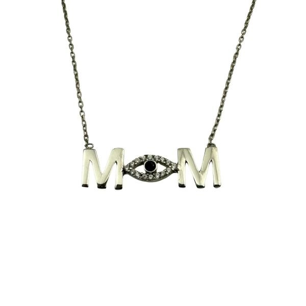 925 Ayar Gümüş MOM Gözlü Kolye