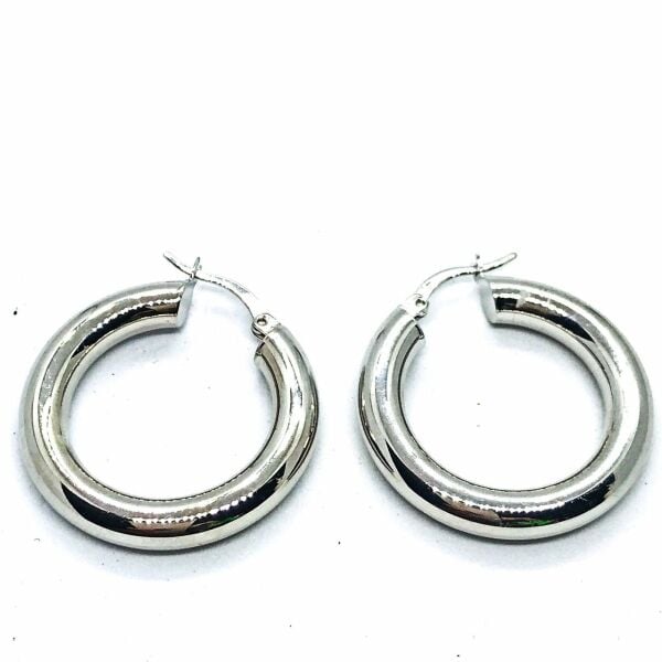 925 Ayar Gümüş Bombeli Büyük Halka Küpe