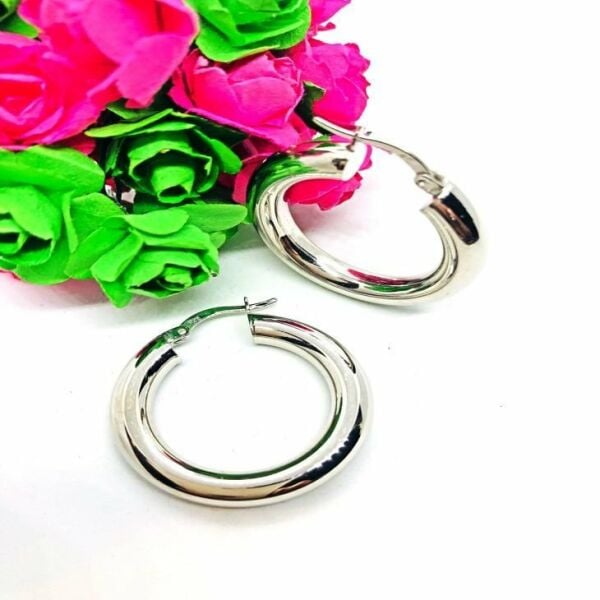 925 Ayar Gümüş Bombeli Büyük Halka Küpe