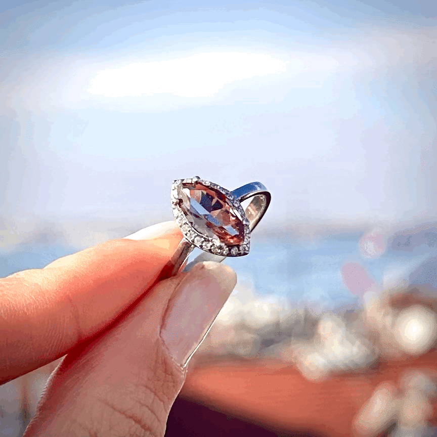 925 Silver Sultanite Color Change Diaspor Shuttle Ring•Natural Turkish Stone•Handmade Summer Jewelry Gift for Her Mom Grandma
