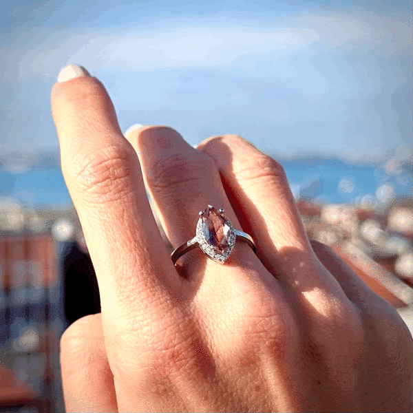 925 Silver Sultanite Color Change Diaspor Shuttle Ring•Natural Turkish Stone•Handmade Summer Jewelry Gift for Her Mom Grandma