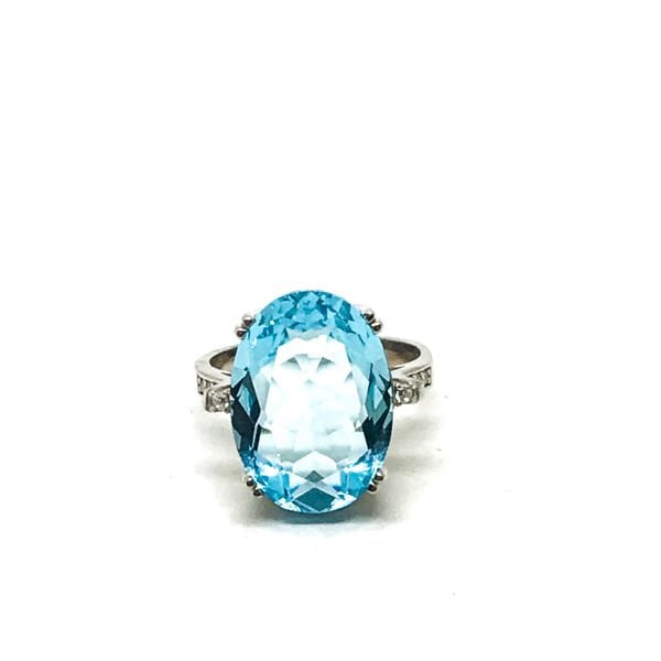 925 Ayar Gümüş Aqua Marine Mavisi Oval Zirkon Taşlı Yüzük