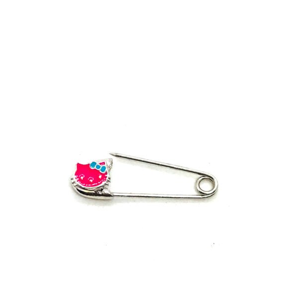 925 Ayar Gümüş Pembe Mineli Hello Kitty Figürlü Bebek İğnesi