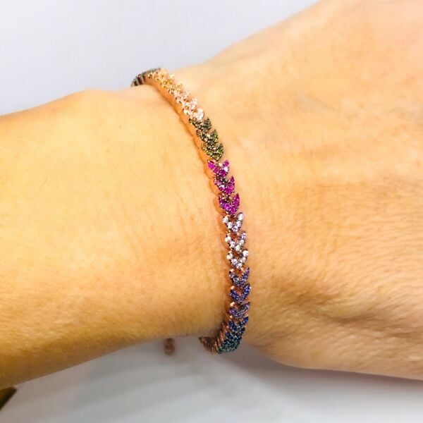 925 Ayar Gümüş Renkli Zirkon Taşlı Bileklik