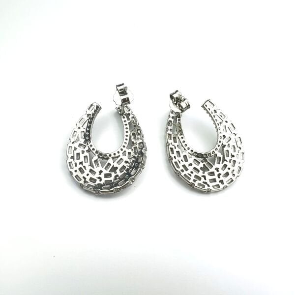 925 Ayar Gümüş Zirkon Baget Taşlı Tasarım C Küpe