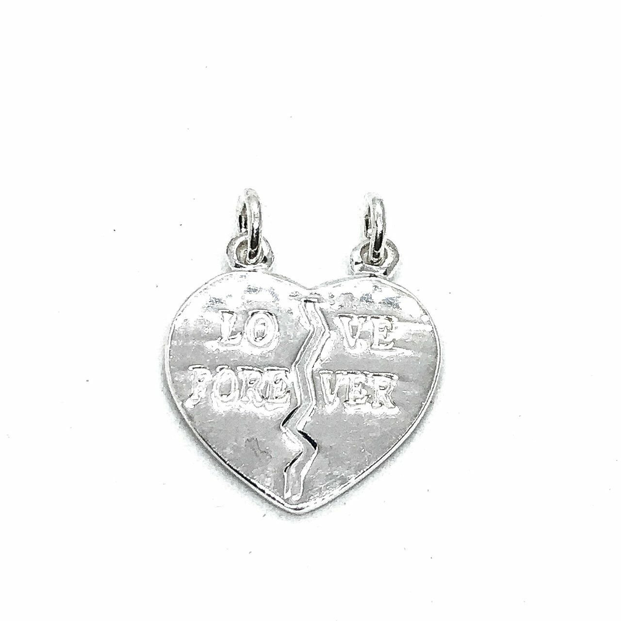 925 Ayar Gümüş Kırılıp Paylaşılan LOVE FOREVER Yazılı Kolye Ucu