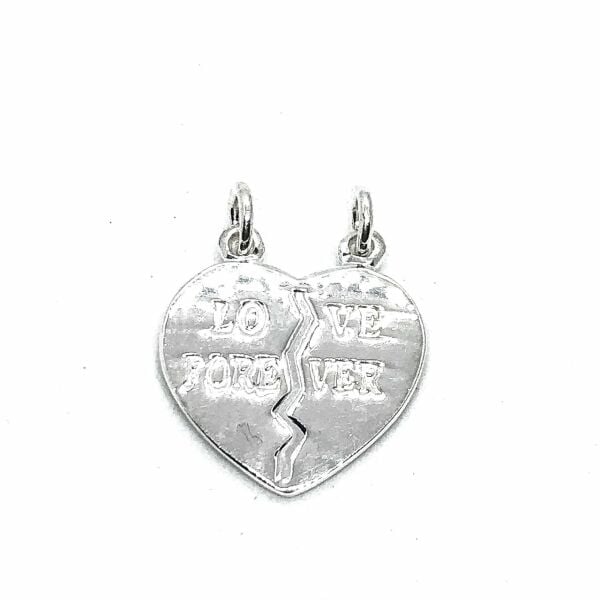 925 Ayar Gümüş Kırılıp Paylaşılan LOVE FOREVER Yazılı Kolye Ucu