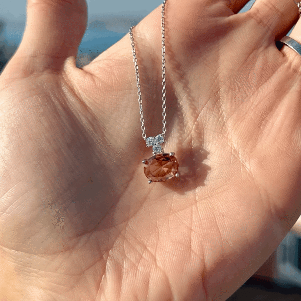 925Silver Sultanite ColorChange Necklace•Natural Diaspore Turkish Gemstone•Handmade Minimalist Summer Fine Jewelry Gift for Her