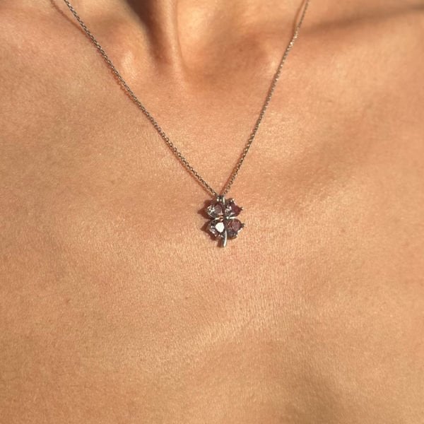 925Silver Sultanite ColorChange Clover Necklace•Natural Turkish Gemstone Four Leaf Pedant•Handmade Summer Fine Jewelry Gift for Her