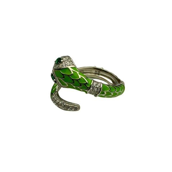 925 Ayar Gümüş Bvlgari Mineli Yılan Yüzük