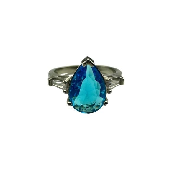 925 Ayar Gümüş Aquamarine Rengi Mavi Damla Zirkon Taşlı Set