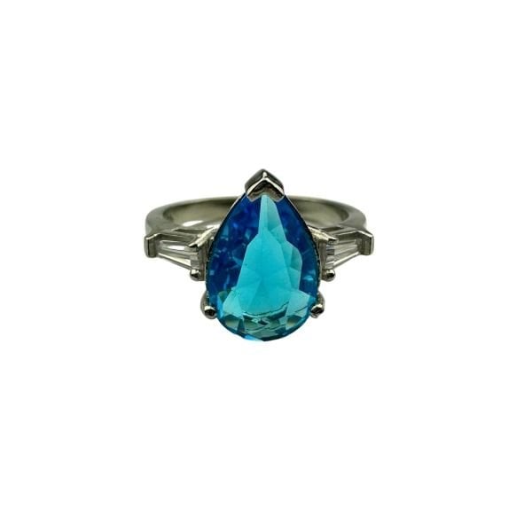 925 Ayar Gümüş Aquamarine Rengi Mavi Damla Zirkon Taşlı Set