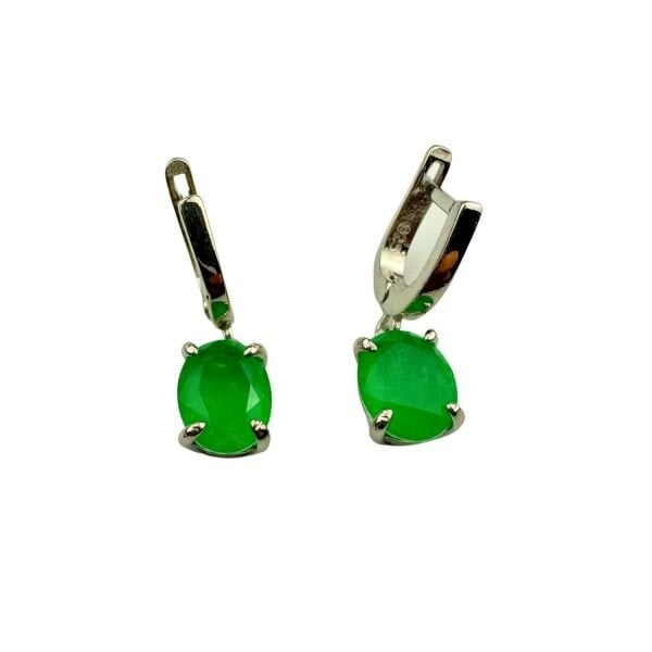 925 Ayar Gümüş Paraiba Turmolini Yeşil Oval Kesim Set