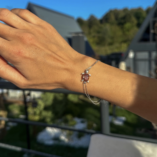 925Silver Sultanite Color Change Turtle Diaspor Bracelet•Natural Turkish Gemstone•Handmade Sultanite Jewelry Gift for Her Mom Grandma