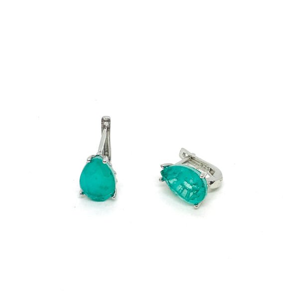 925 Ayar Gümüş Paraiba Turmolini Taşlı Damla Set