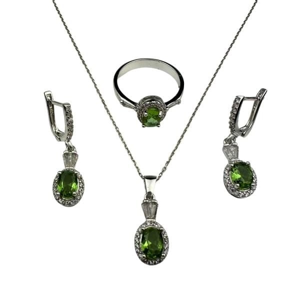 925 Ayar Gümüş Oval Anturajlı Zultanit Set