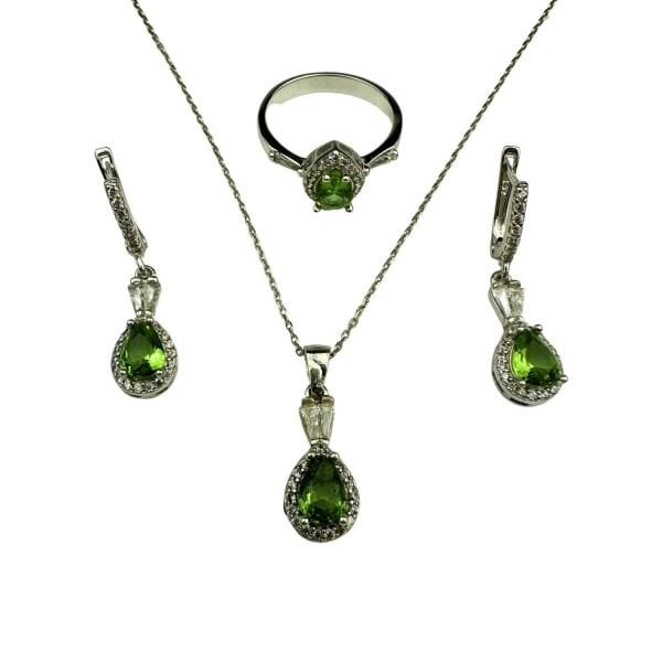 925 Ayar Gümüş Damla Anturajlı Zultanit Set