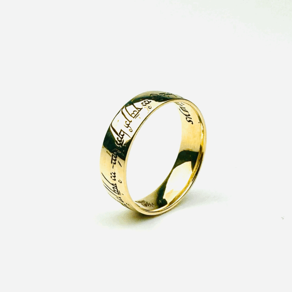 14k Solid Gold Custom Engraved Elvish Ring