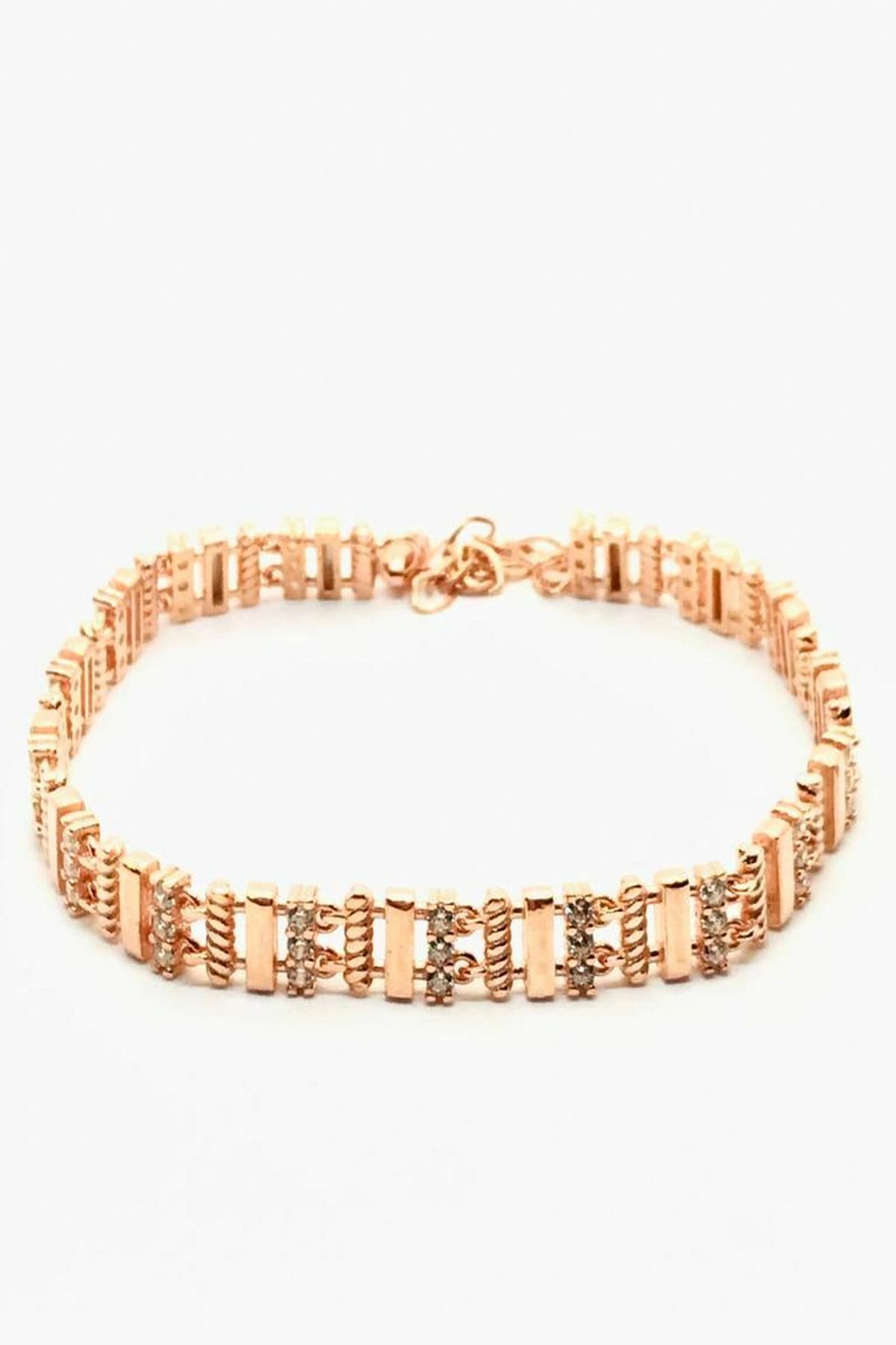 925 Ayar Gümüş Zirkon Taşlı Trend Modern Elenor Bileklik Rose
