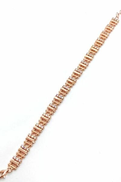 925 Ayar Gümüş Zirkon Taşlı Trend Modern Elenor Bileklik Rose