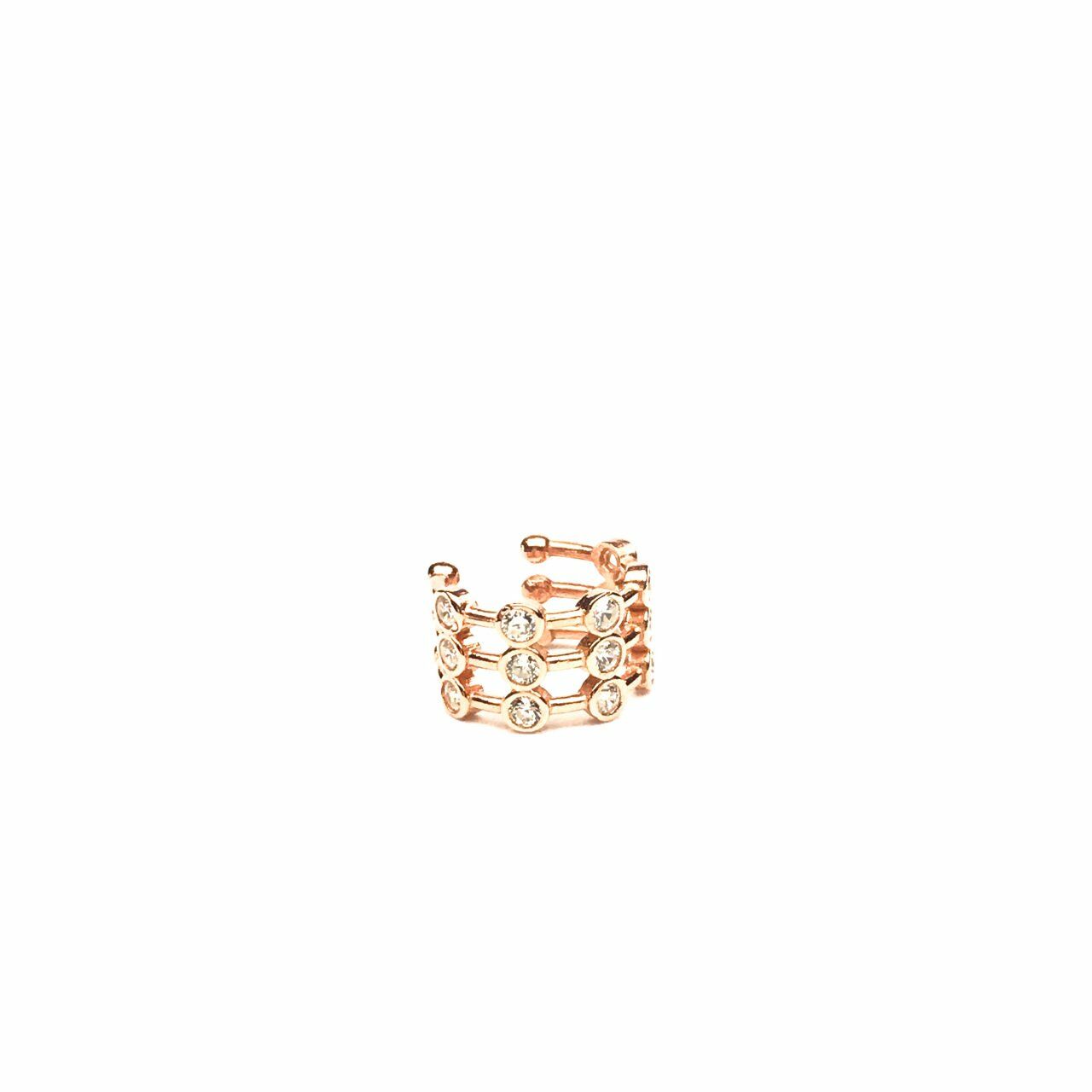 925 Ayar Gümüş Earcuff (Kıkırdak Küpesi) Kaburga Montür Rose Küpe