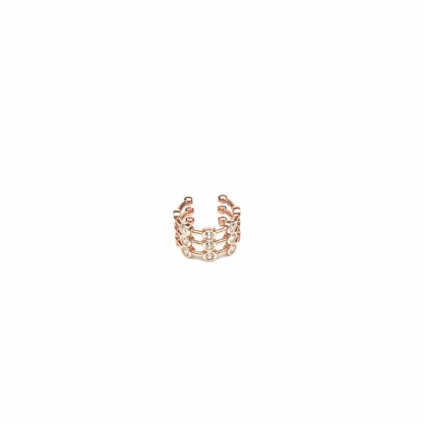 925 Ayar Gümüş Earcuff (Kıkırdak Küpesi) Kaburga Montür Rose Küpe
