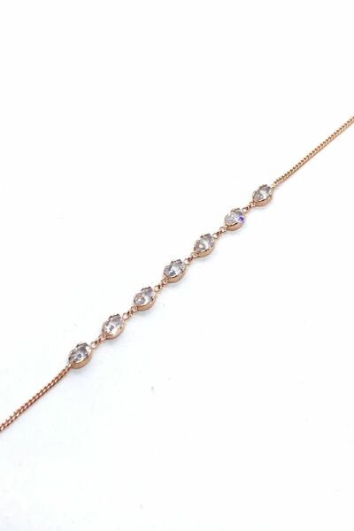 925 Ayar Gümüş Oval Zirkon Taşlı Bileklik Rose
