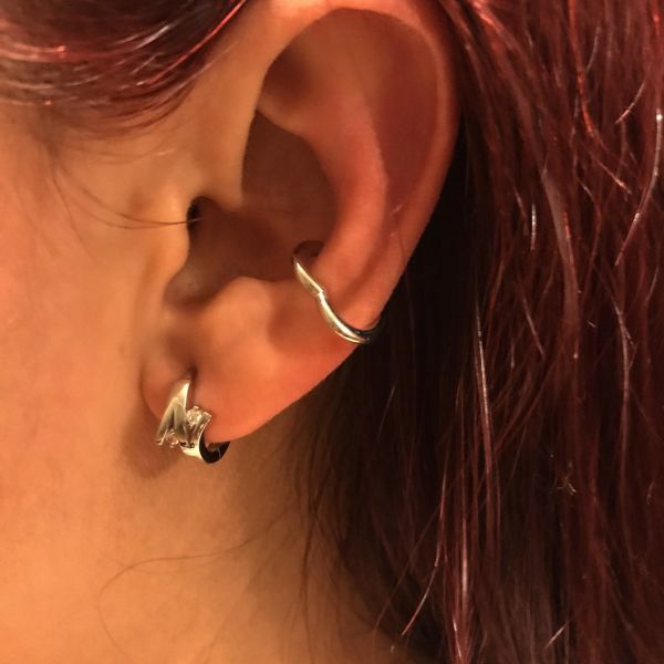 925 Ayar Gümüş Kalp Earcuff Küpe