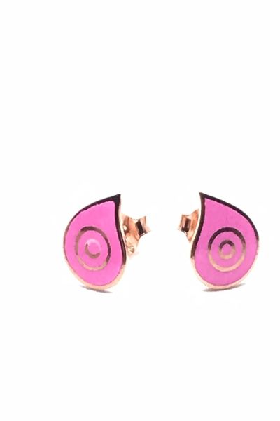 925 Ayar Gümüş Neon Pembe Lava Damla Vidalı Küpe