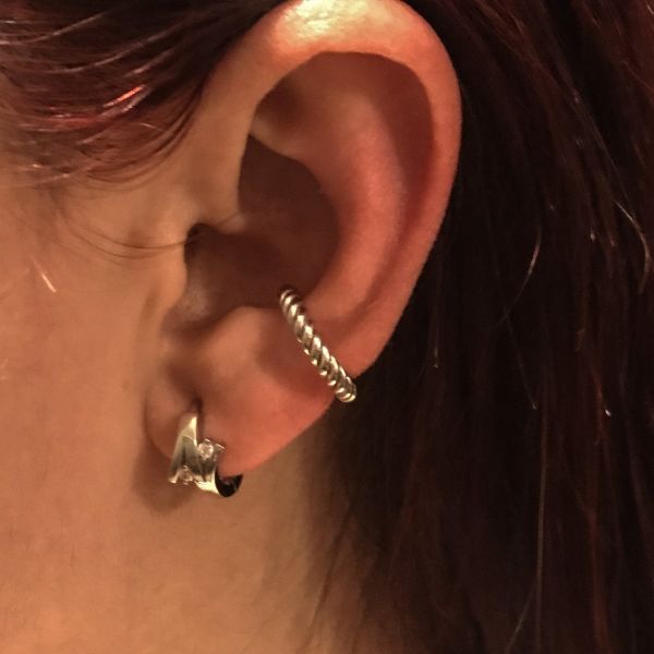 925 Ayar Gümüş Burgulu Earcuff Küpe