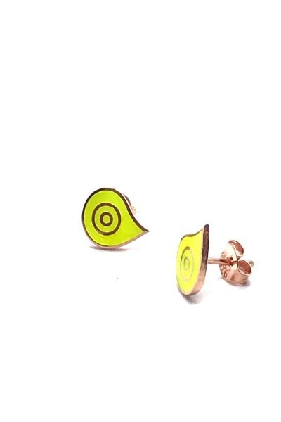 925 Ayar Gümüş Neon Sarı Lava Damla Vidalı Küpe