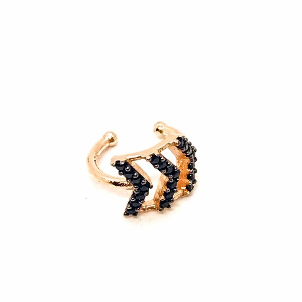 925 Ayar Gümüş Siyah Zirkon Taşlı Çavuş Earcuff Küpe