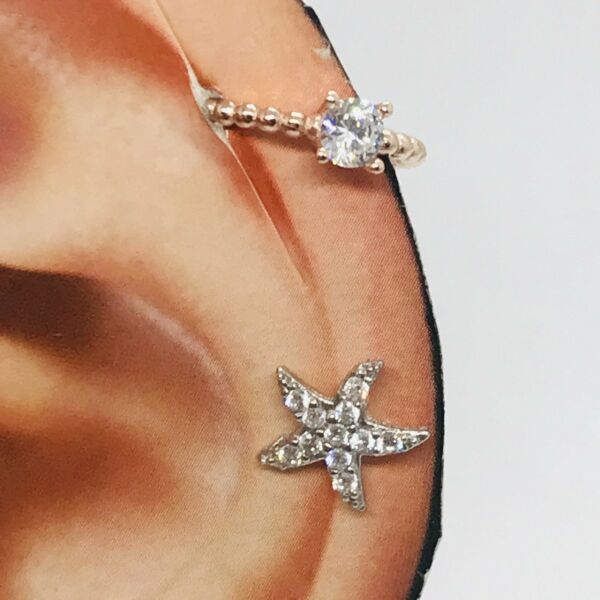 925 Ayar Gümüş Zirkon Taşlı Earcuff Küpe