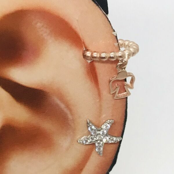 925 Ayar Gümüş Melekli Earcuff Küpe