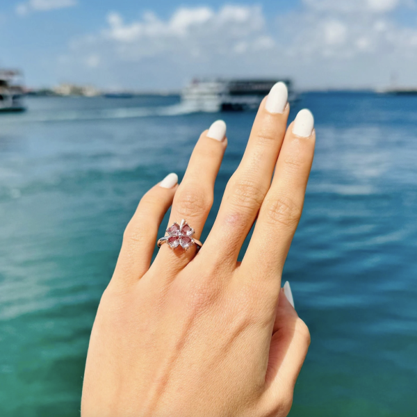 925Silver Sultanite Clover ColorChange Adjustable Ring•Diaspor Natural FourLeaf Gemstone•Handmade Turkish Summer Fine Jewelry Gift for Her