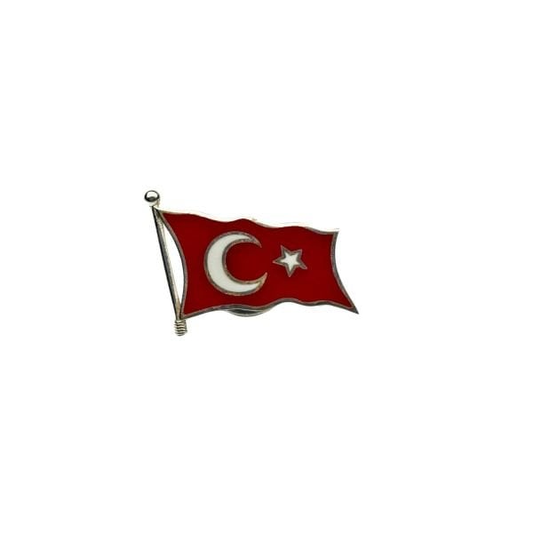 925 Ayar Gümüş Mineli Türk Bayrağı Ay Yıldız Rozet