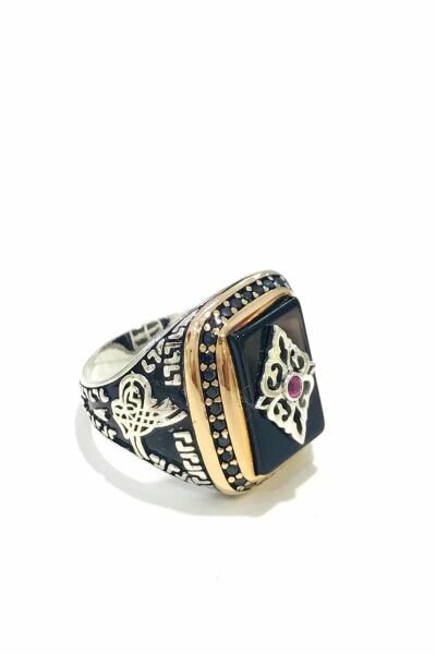 925 Ayar Gümüş Erkek Yüzük Gümüş - 17