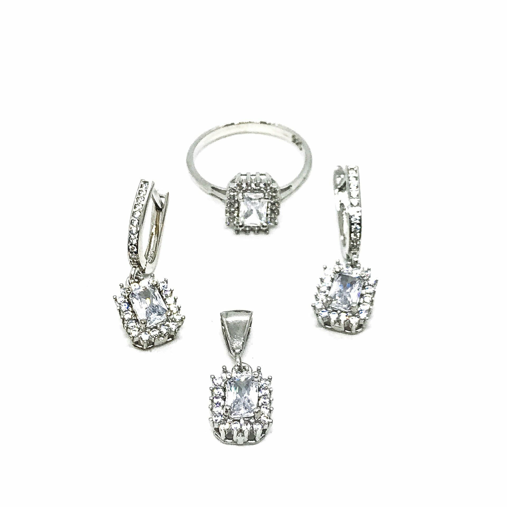 925 Ayar Gümüş Baget Zirkon Taşlı Set