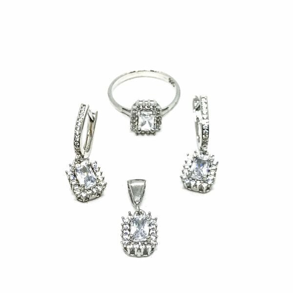 925 Ayar Gümüş Baget Zirkon Taşlı Set