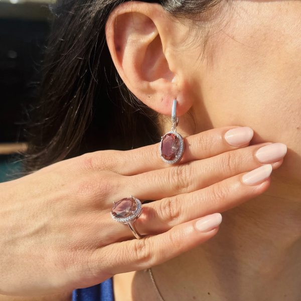 925Silver Sultanite Set/Necklace/Ring/Earring•Diaspore Turkish Stone•Handmade Summer Fine Jewelry Gift for Her