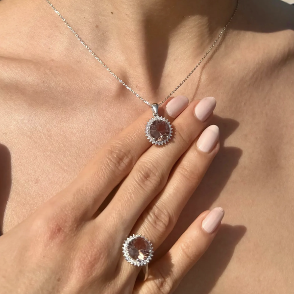 925Silver Sultanite ColorChange Round Set/Necklace/Ring/Earring•Turkish Diaspore Stone•Handmade Fine Summer Jewelry Gift for Her