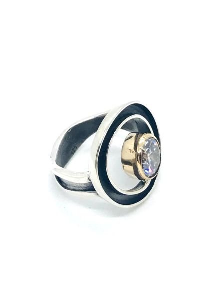 925 Ayar Gümüş Otantik Karamel Tek Taş Yüzük Gümüş - 16