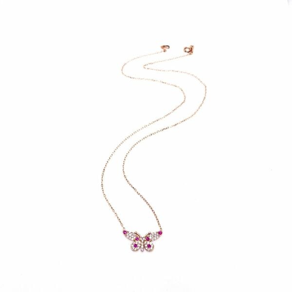 925 Ayar Gümüş Zirkon Taşlı Kelebek Kolye