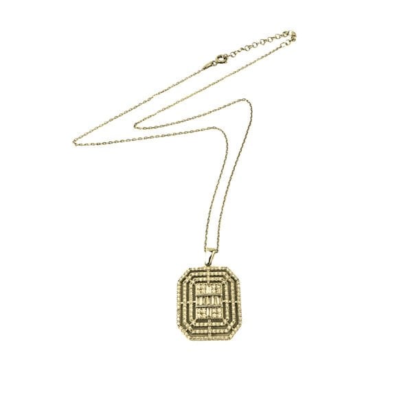 925 Ayar Gümüş Baget Kesim Zirkon Taşlı Pırlanta Modeli Dilan Kolye