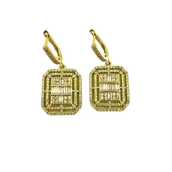 925 Ayar Gümüş Baget Kesim Zirkon Taşlı Pırlanta Modeli Dilan Küpe